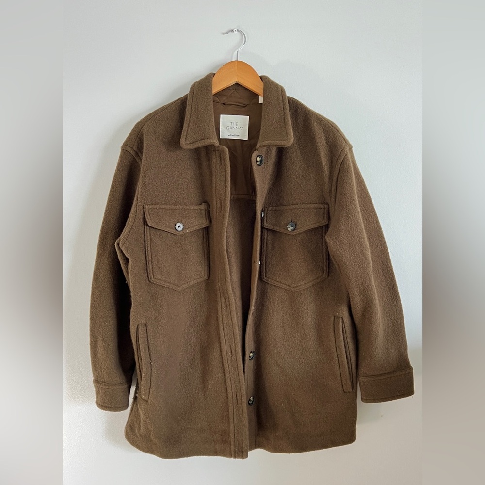 Aritzia Wilfred Brown Wool Ganna Shirt Jacket